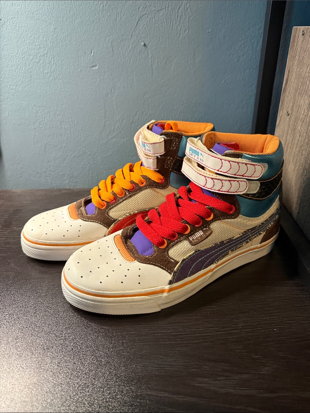 Puma women’s High-Top Sneakers in Cream, Orange, Red, Purple and Teal